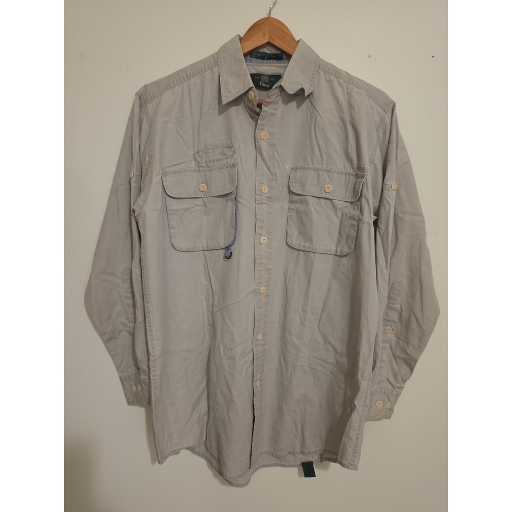 Vintage Orvis Shirt Mens Large Khaki Beige Safari,Fishing, Fly Fishing, Outdoors